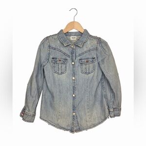 Ruum Kids  Denim Rhinestone Distressed Shirt. Great Condition. Size 4t